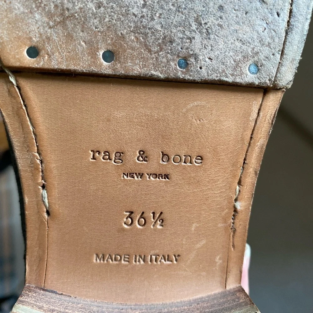 Rag & Bone Italian   black oiled Leather boots  boho chic ,Sole in Tan size 36.5